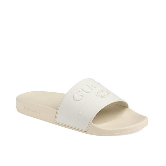gucci logo rubber slides